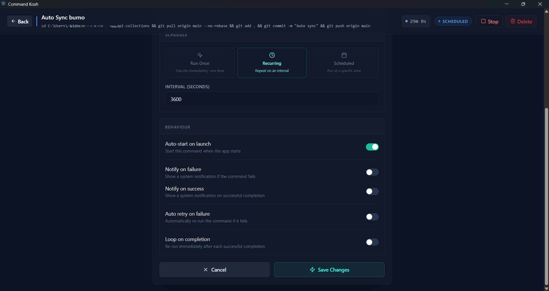 Command Editor Screen